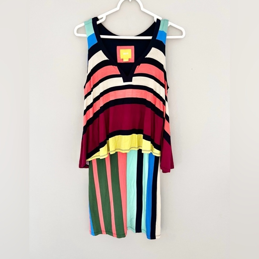 Anthropologie Maeve Layered Davina Dress Rainbow Stripe Size Small - Picture 2 of 5